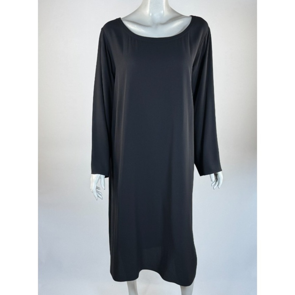 Eileen Fisher Silk Georgette Long sleeve Tunic Dress Women 2X EUC Side Slits